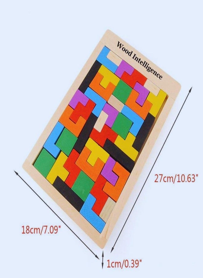 FUN4YOU-Wooden Intelligence Puzzles Toy for Kids 3+ | Educational Wooden Tetris Puzzle Brain Teaser Puzzle for Brain Development & Logical Thinking | Montessori Learning Toy-40 Pcs, Multi Color - Image 2